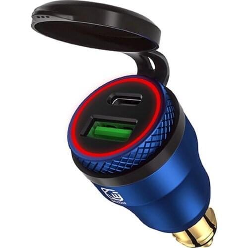 Aluminium 30W QC 3.0 Quick Charger Type-C PD Power Delivery USB Charger Waterproof for Hella DIN Socket BMW Ducati Triumph