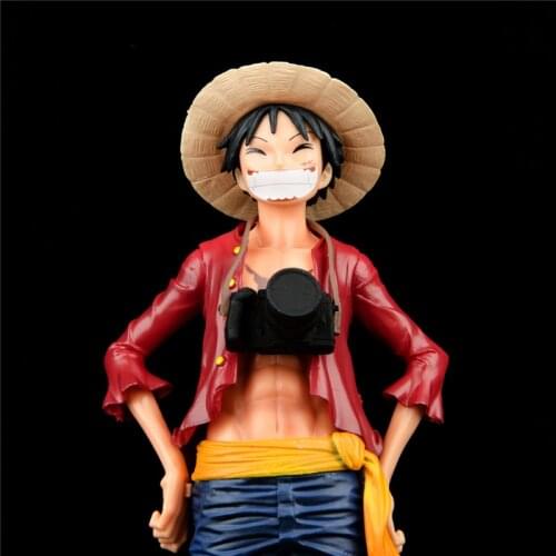 Big Monkey D Luffy 3D2Y Big Standing Straw Hat Camera Travel Ver. PVC Action Figure Zoro Sanji Anime Model 27cm