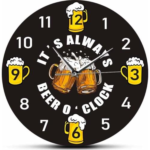 Beer o'Clock Tavern Modern Design Wall Clock Bar Pub Sign Decor Beer Lovers Brew Drinker Man Cave Artwork Decorative Wall Watch