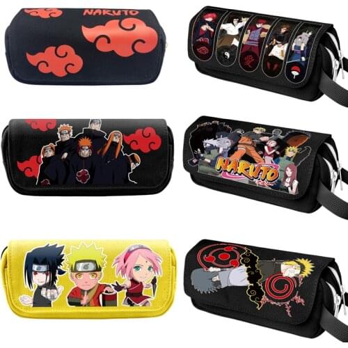 Naruto Pencil Case Cartoon Anime Cartoon Pen Holder Double Zipper Pencil Case Stationery Bag bandai Fashion School Supplies