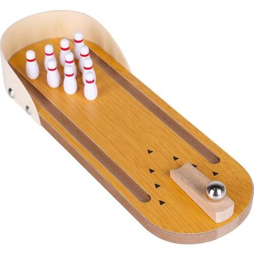 Wooden Mini Bowling Ball Educational Toys Parent Child Interactive Decompression Creative Tabletop Game Toys Playset for Kids