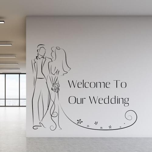 Welcome To Our Wedding Couple Wall Sticker Decal Wedding Sticker Home Bedroom Wall Art Decoration A00588