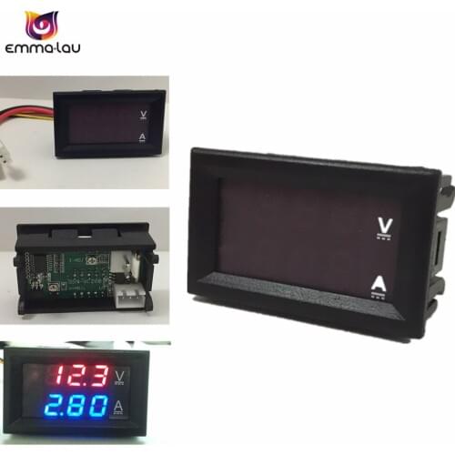 Dual LED Digital Voltmeter Ammeter DC100V 10A Red Blue Amp Volt Meter Car Current Monitor Tester With Wire