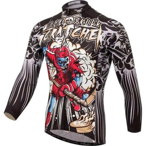 Skull Long Sleeve Cycling Jersey Autumn Cycling Clothing Ropa Maillot Ciclismo Men MTB Bike Jersey Breathable Bicycle Clothes