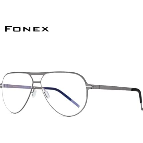 FONEX Alloy Glasses Frame Men 2020 New Pilot Optical Myopia Prescription Eyeglasses Frame Full Korean Screwless Eyewear 991
