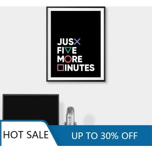 Gamer Gaming Geek Wall Art Canvas Painting Poster Buttons Just Five More Minutes Game Pad Controller Boys Room Decor Wall Decor