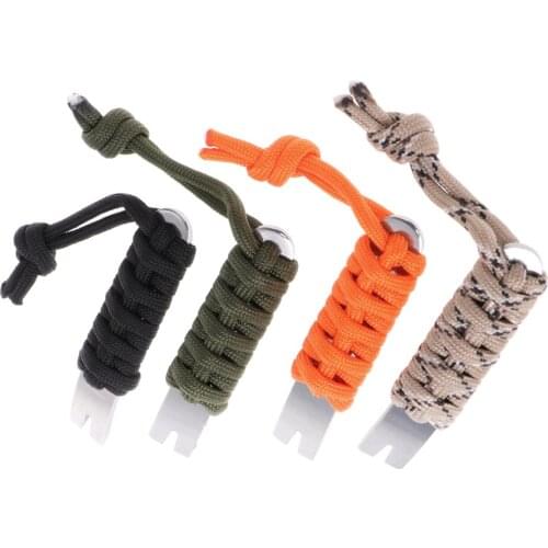 Mini EDC Tool Crank Crowbar Pocket Pry Bar Paracord Scraper Opener Winder Staple
