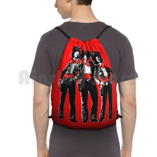 Three Amigos-Pop Art On Red Backpack Drawstring Bag Riding Climbing Gym Bag Pop 3 Amigos Steve Chevvy Chase Short Movie Film