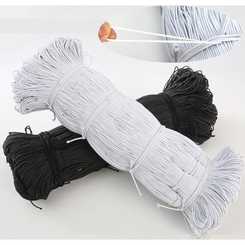 1/2/3/4/5MM White/black Round Elastic Bands Elastic rope wedding Garment elastic tape for DIY Masks sewing accessories