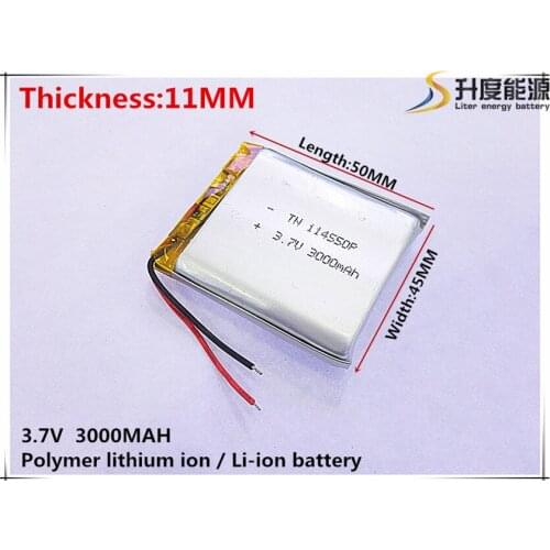3.7V 3000mAh 114550 Lithium Polymer Li-Po li ion Rechargeable Battery cells For Mp3 MP4 MP5 GPS mobile bluetooth
