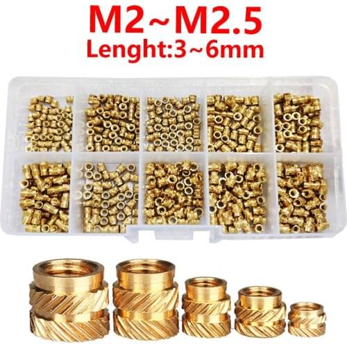 M2 M2.5 Brass Hot Melt Inset Nuts Thread Kit 500pcs,Threaded Insert,Filling,Copper Nut Inserts Heating Application Injection Nut