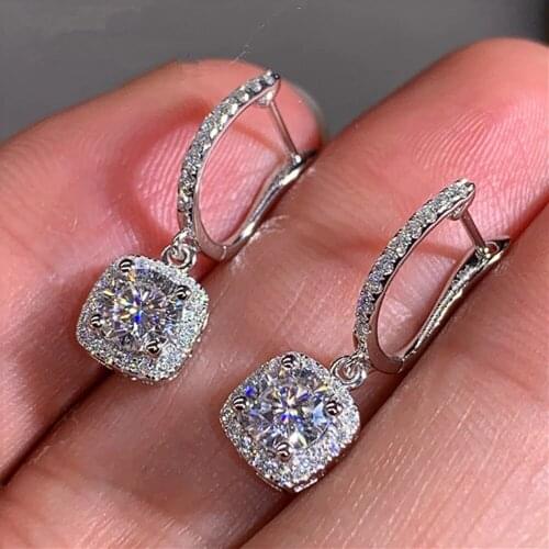 Trendy Square Piercing Drop Earrings Brilliant Bridal Engagement Wedding Jewelry Elegant Female Dangle Earring eh1418