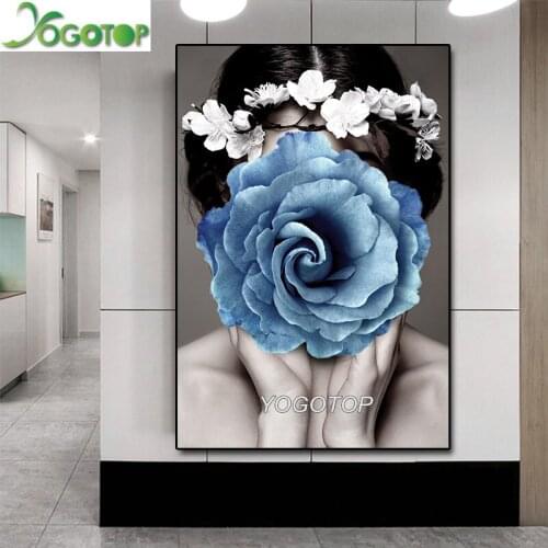 Full Drill Diy Diamond Painting Embroidery Rhinestones Handmade Mosaic Home Decor Nordic Style Beauty Flower Fashion Girl YY1922