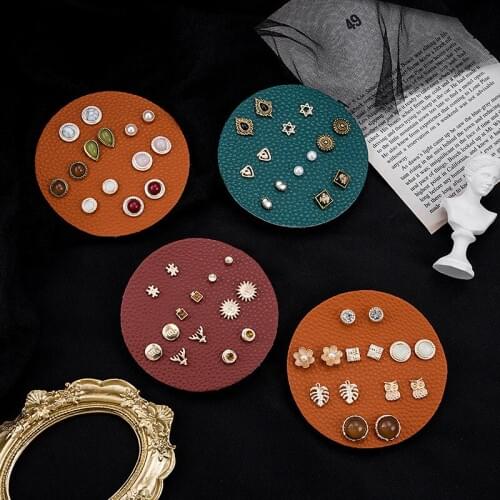 Cute Mini Earrings set Flower Elk Leaf Star Shaped For Women Girls Fashion Small Geometric Stud Ear Jewelry Party Gifts 6 pairs