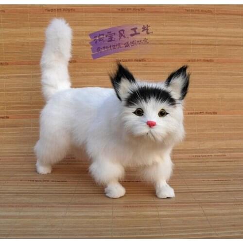 New simulation black head cat toy polyethylene & furs standing cat doll gift about 30x12x28cm 2029