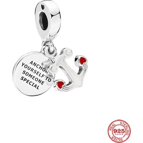 New Original Silver Color Anchor Pendant Beads Fit European Pandora Charms Bracelet Bangles P661