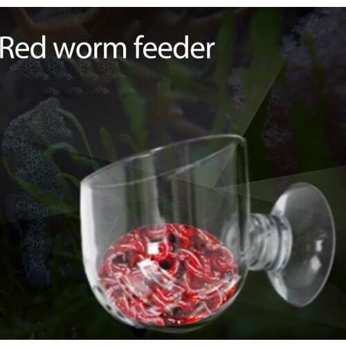Aquarium Hanging Fish Tank Small Acrylic Pot Red Worm Floating Cup Feeder with Suction Cup Feeding Food Container Accessories
