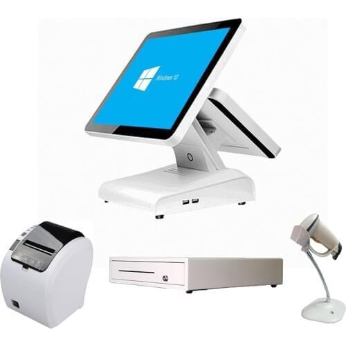 Free shipping full set of 15+12 inch dual screen pos system cash register point of sales pos machine