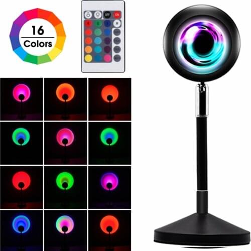 Remote Control Sunset Projector Lamp 16Color Home Coffee Shop Background Wall Decor USB Sunset Projection Light for Dropshipping