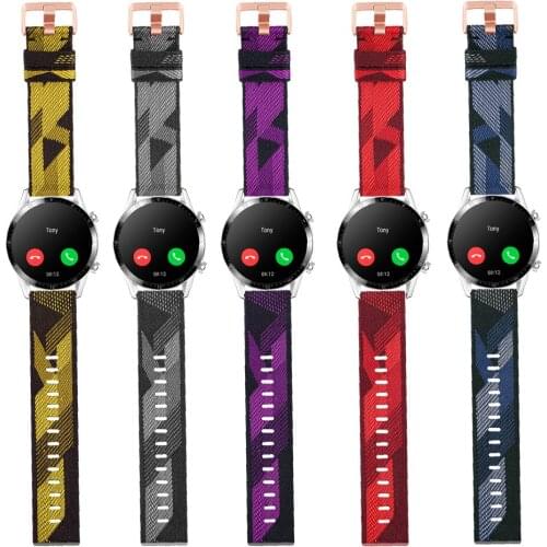 22mm Nylon Canvas Strap Watch Band For Huawei Watch GT GT2 46mm/Samsung Galaxy Watch 3 45mm/Garmin Vivoactive 4/ Fossil Q