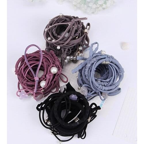 24 Pcs/Set Girls Lovely Ribbon Bowknot Hair Ropes Rubber Band Cute Hair Ties Bow Elastic Hair Band Accessories Gift Hair Ties