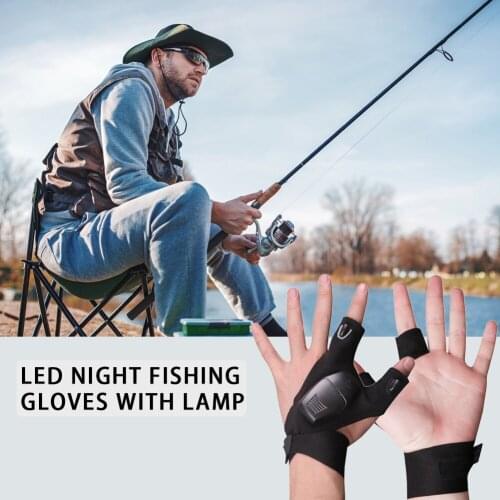 Fishing Gloves 1PC Magic Strap Left/Right Hand Rescue Tools Waterproof Repairing Tool Lamp Free Torch Fingerless Gloves
