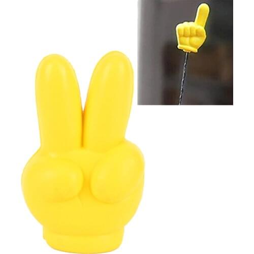 Cute Victory Finger Car Antenna Topper Eva Decorative Car Topper Balls Yellow