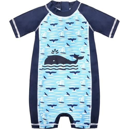 Kavkas 2020 Whale Print One Piece Baby Swimwear Menino Zwempak Infantile Swimming Diapers Reusable Surfing Newborn Baby Swimsuit