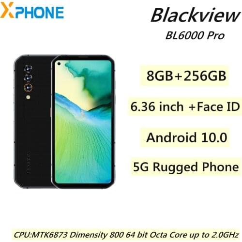 Blackview BL6000 Pro 5G Rugged Phone 8GB 256GB Triple Back Cameras 5280mAh 6.36 inch Android 10.0 Support OTG NFC Smartphone