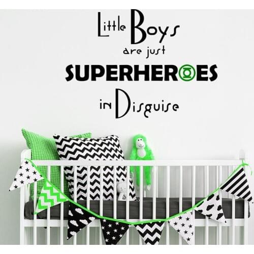 Little boys are just superheroes in disguise Wall Stickers Quetos Vinyl Wall Decal for Kids Rooms Nursery Wall Art Murals TA01