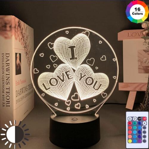 I Love You Three Hearts Unique Baby Night Light for Home Decoration Usb Battery Operated Lamp Gift Store Ideas Dropshipping Item