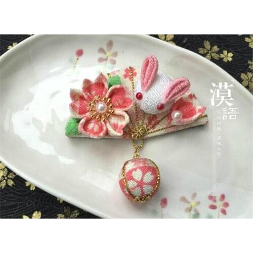 Hand made hairpin cotton cloth hair clip barrettes Japanese style anime cosplay accessories free shipping sakura bunny ball