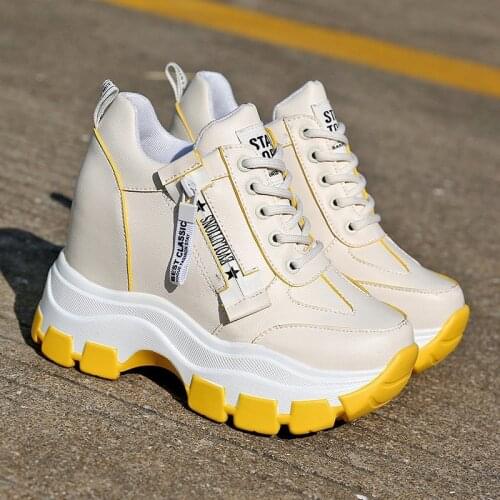 Women Sneakers Lace-up Dad Shoes High Top Chunky Casual Shoes Thick Bottom Platform Walking Shoes Leisure Essential Womens Shoes