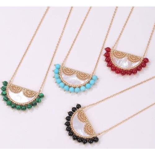 2021 New Women Fashion Gold Pendan Necklace Fan Shape Design Arabic Mask Style Gold Wedding Bride Luxury Necklace Jewelry