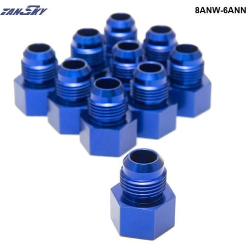10PCS/LOT Fitting Flare Reducer Female -6 AN to Male -8AN Blue Flare Reducer Fitting Adapter 8ANW-6ANN