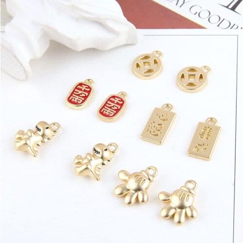 10pcs Chinese Style Statement Earrings New years Greetings Dinosaur Fist Gloves Earring For Girls Diy Ear Jewelry Accessories