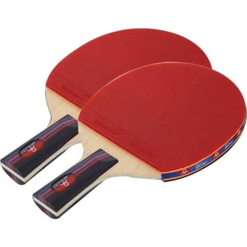2PCS Rubber Ping Pong Racket Bat Table Tennis Blade Paddle Set with Carry case and 2 Table Tennis Balls Short / Long Handle