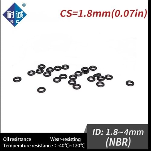 20PCS/lot Rubber Black NBR CS1.8mm ID1.8/2/2.24/2.5/2.8/3.15/3.55/3.75/4mm O Ring Gasket Oil resistant waterproof