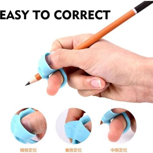 3pcs Cute Silicone Pencil holder Beginner Writing Aid Tool Baby Double Thumb Posture Correction Tool Pen Holder Kids Supplies