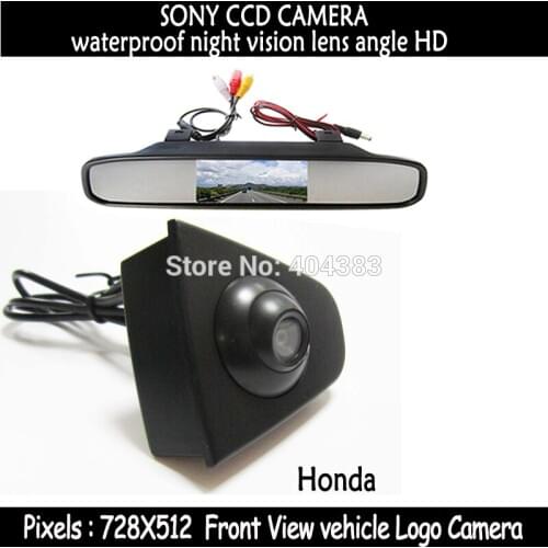 Car-style sony CCD Vehicle logo Front view camera + front view monitor for Honda Odyssey New accord Civic CRV Spirior Crosstour