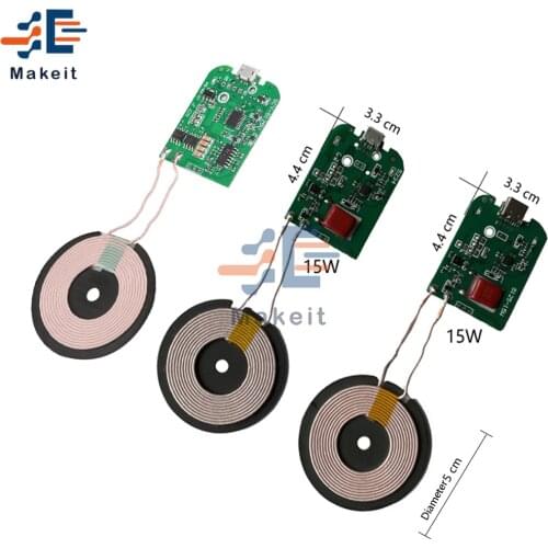 DC5V 9V 12V 5W 10W 15W Type-C Micro-USB Fast Charge Wireless Charger Transmitter PCBA Circuit Board Coil Receiver Charger Module