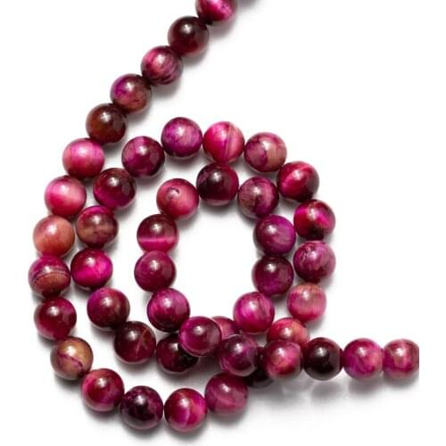 Wholesale Magenta Rose Tiger Eye Natural Stone Beads Round Loose Beads for Jewelry Making 6 8 10 12mm DIY Bracelet Necklace