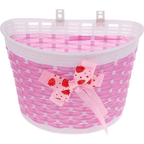 Kids Children Cute Pink Bike Front Basket+ Handlebar Alarm Horn Bell