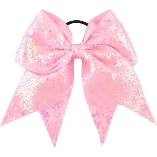 8 Inch Girls Elastic Hair Bands Sequin Grosgrain Ribbon Hair Bow Kids Children Hair Big Bow Hairwear Women Accessories