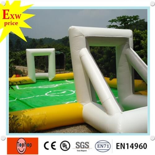Factory direct 2016 hot sale pvc tarpaulin 10*6 m inflatable water football soccer field playground for sale