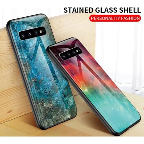 Gradient Marble Case for Samsung S20 S20+ S20 Ultra Tempered Glass Phone Case for Samsung S10 S10+ S10E Note 10 Cover Funda Capa