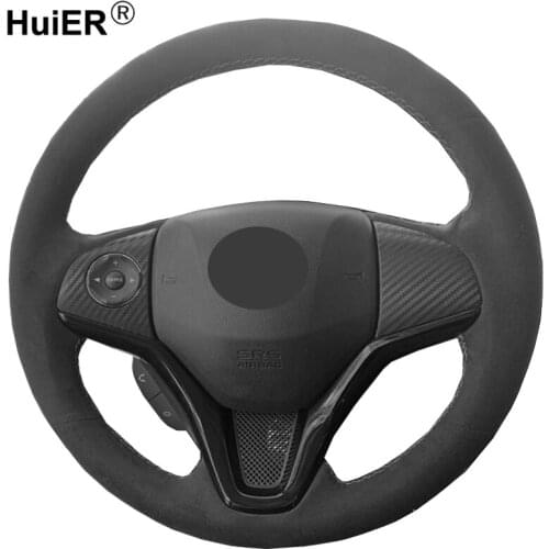 DIY Car Steering Wheel Cover Black Suede For Honda Fit 2014-2019 City 2014-2019 Jazz 2014-2019 HR-V HRV 2016-2019 Vezel 2015-17