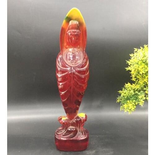 China imitation amber Guanyin bodhisattva crafts statue