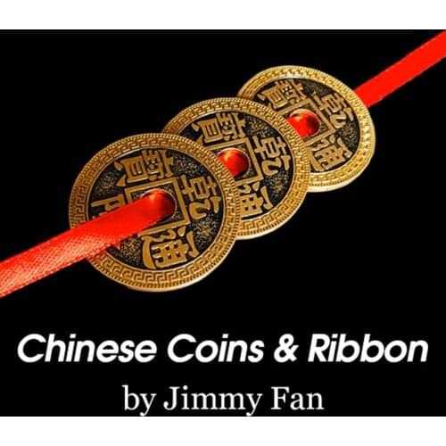 Chinese Coins and Ribbon by Jimmy Fan Magic Tricks Three Coins Penetrate On Off Ribbon Magia Magiciain Close Up Illusion Gimmick