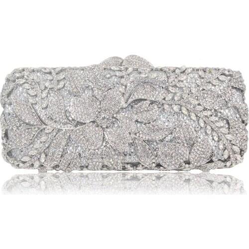 Flap Crystal Flower Metallic Shoudler Bags Lady Convenient Wallet Shoulder Chains Sublimation Dinner Party Women Evening Clutch